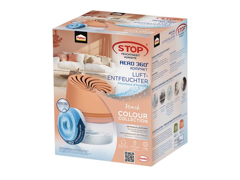 [1855557] Pattex AERO 360° Luftentfeuchter mit Nachfülltab, 450 g, Pfirsich