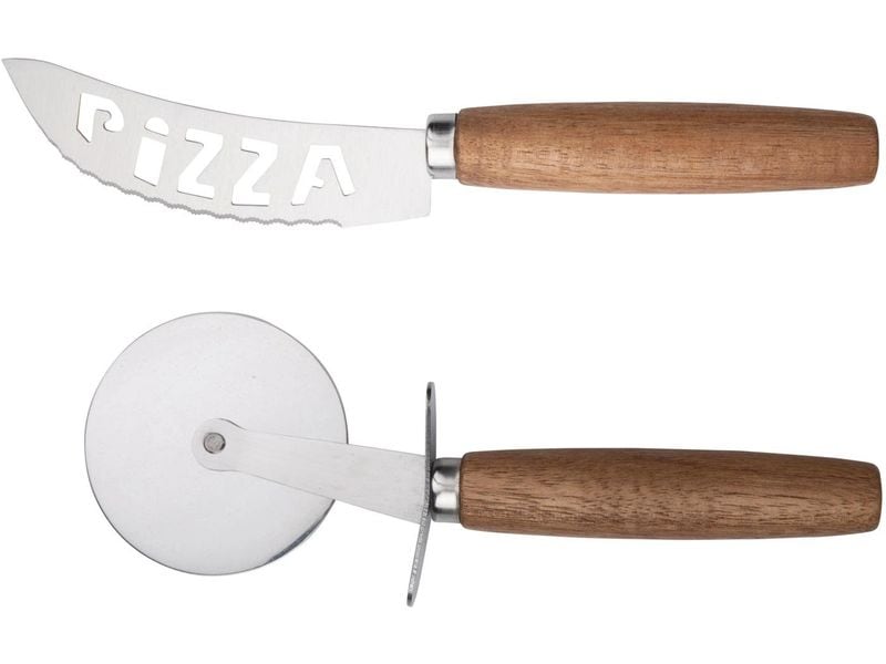 [1903244] alpina Pizzaschneider und Messer Silber/Braun