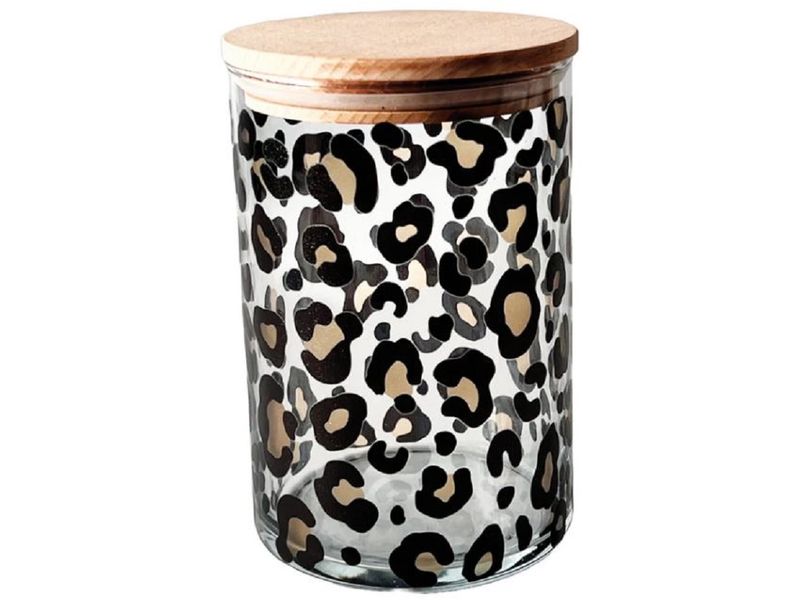 [1974506] Wunderle Vorratsglas Leoprint 880 ml, mit Holzdeckel