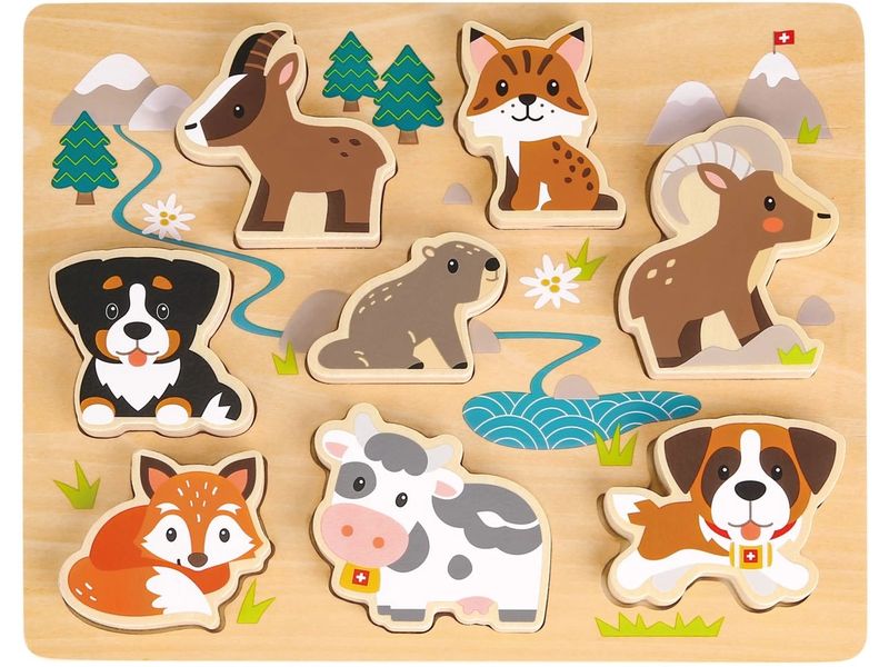 [2032710] Spielba Holzspielwaren Holzpuzzle Puzzle 3D Schweizer Tiere