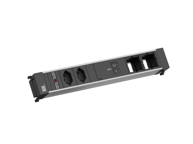 Bachmann Einbausteckerleiste POWER FRAME L 2xT13 1xUSB C/C 100W 2xCM