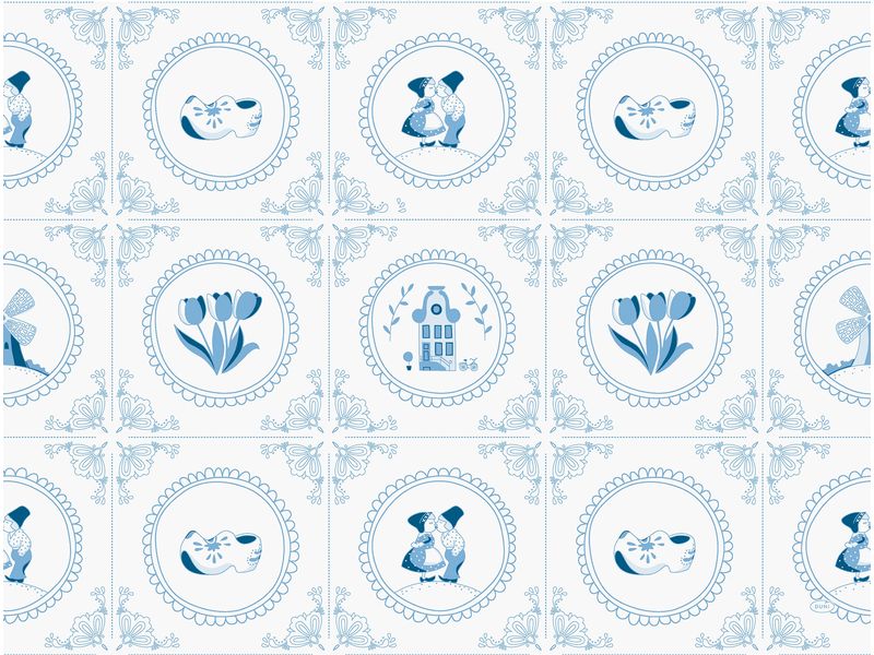 Duni Tischset Dutch Charm 250 Stück, 30 cm x 40 cm, Blau/Weiss