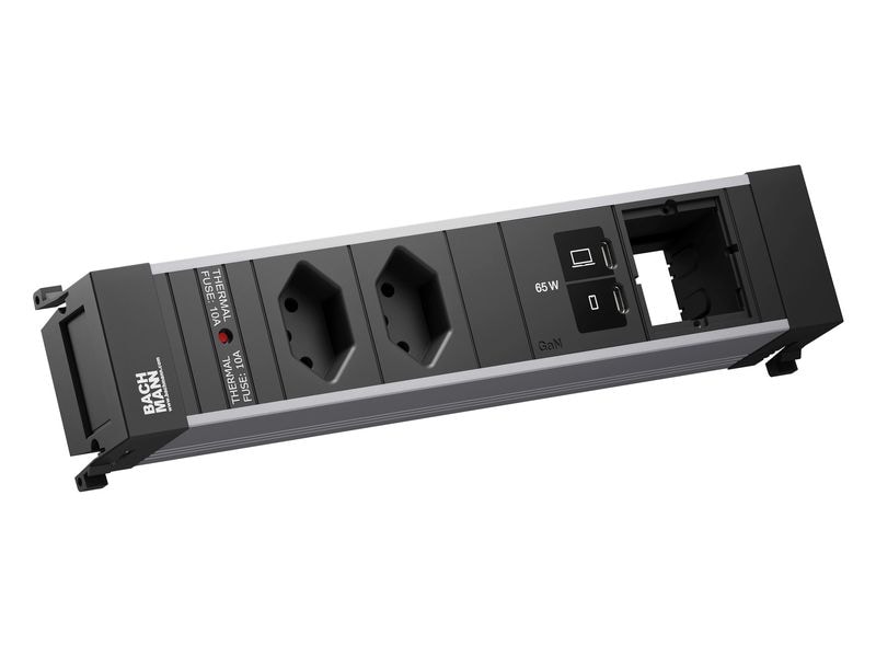 Bachmann Einbausteckerleiste POWER FRAME M 2xT13 1xUSB C/C 65W 1xCM