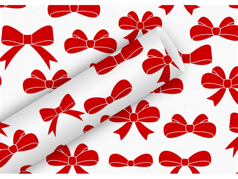 [2006022] Braun + Company Geschenkpapier Schleifen Rot, 2 m x 70 cm