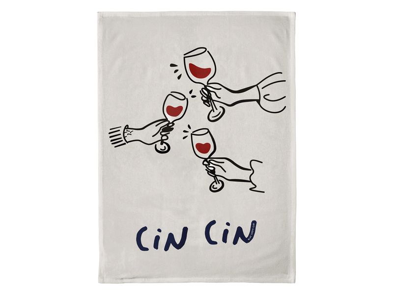 Chic Mic Geschirrtuch Cin cin Schwarz/Weiss