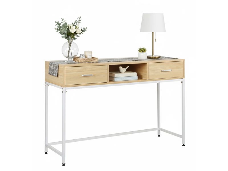[2029037] relaxdays Konsolentisch 80 x 120 x 40 cm Weiss/Natur