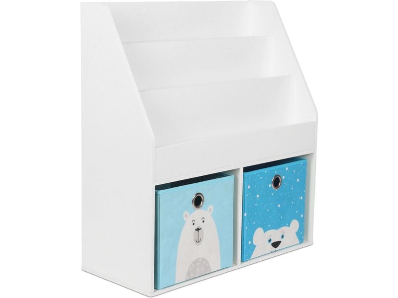 [2029056] relaxdays Bücherregal für Kinder 79 x 72 x 30.5 cm Weiss/Blau