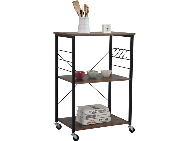 [2029086] relaxdays Küchenwagen 89 x 60 x 40 cm Schwarz