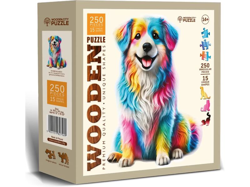 Wooden City Holz-Puzzle Rainbow Buddy Dog L 250 Teile