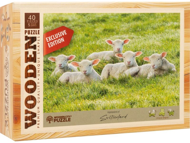 Wooden City Holz-Puzzle Lämmer 40 Teile