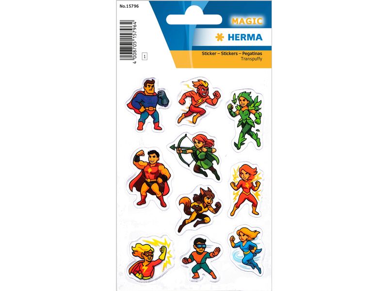 [2054876] Herma Stickers Motivsticker Superhelden, Transpuffy 1 Blatt / 10 Sticker