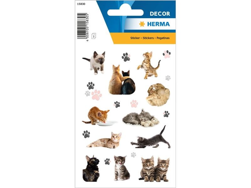 [2054879] Herma Stickers Motivsticker Fröhliche Katzenkinder 3 Blatt / 63 Sticker