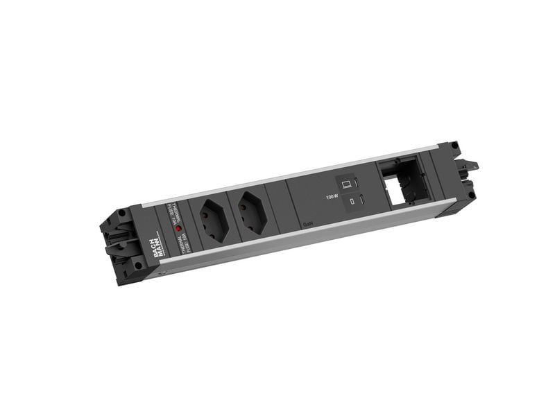 Bachmann Einbausteckerleiste STEP ALU 2xT13 1xUSB C/C 100W 1xCM