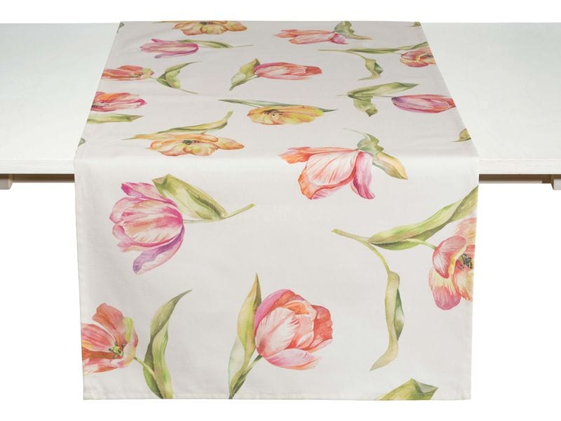 Pichler Läufer Tulips mehrfarbig 50 cm x 150 cm, Beige/Rosa