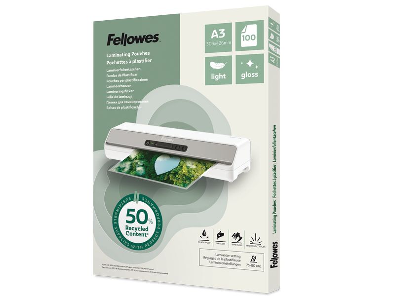 [2025252] Fellowes Laminierfolie A3, 80 µm, 100 Stück, Glänzend