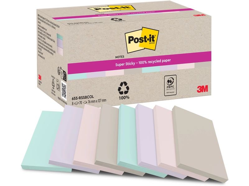 Post-it 3M Super Sticky Recycling Notes Mehrfarbig