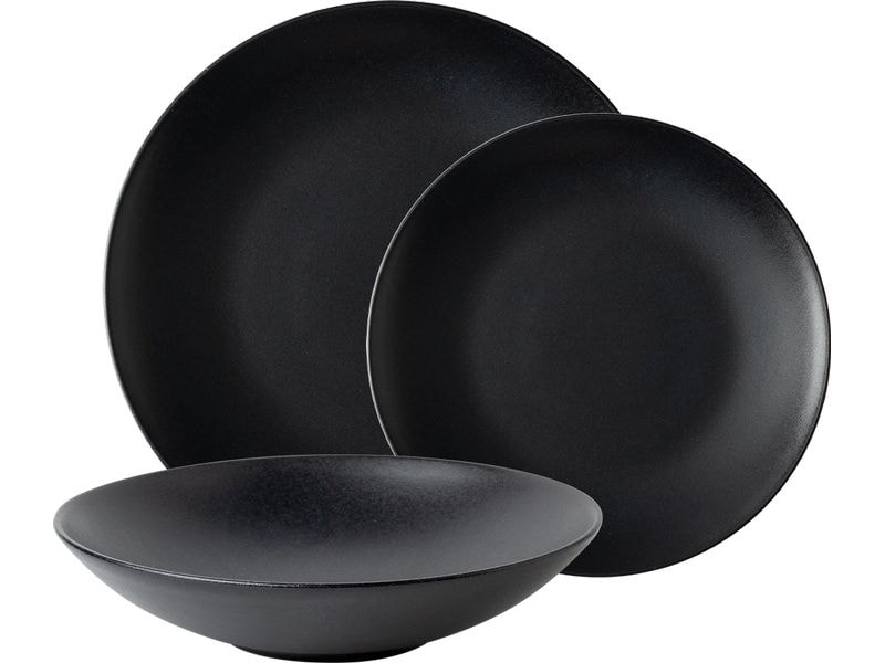 Lunasol Speiseteller Basic Schwarz Mat 12-tlg.