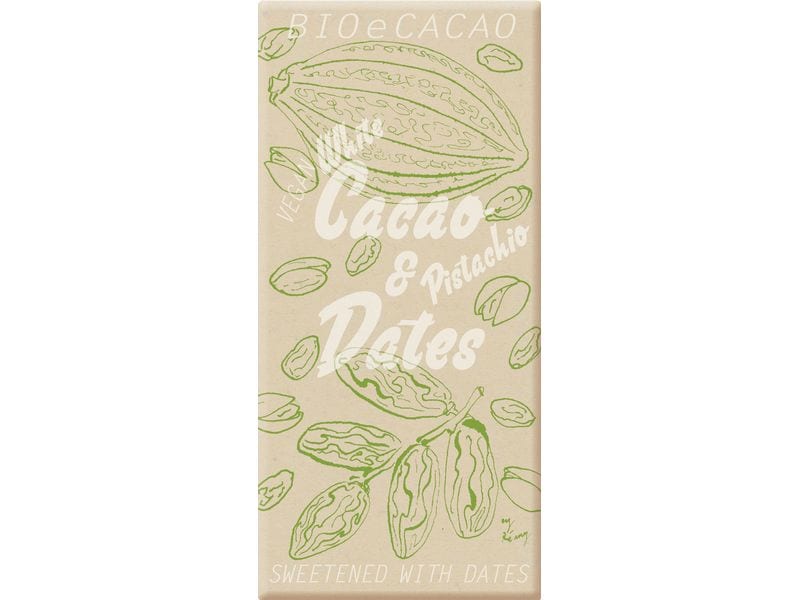 [2077981] BioeCacao Tafelschokolade Dattelschokolade White Pistachio 90 g