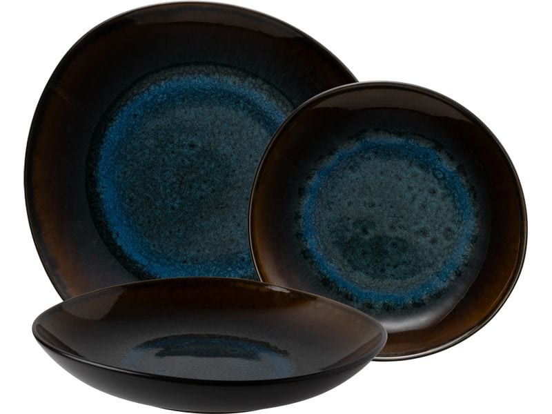 Lunasol Speiseteller Elements Amber Eye Organic 12-tlg.Blau