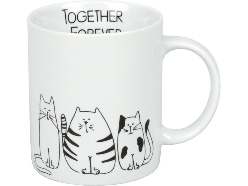 [1079872] Könitz Kaffeetasse Funny Cats 300 ml, 1 Stück, Weiss