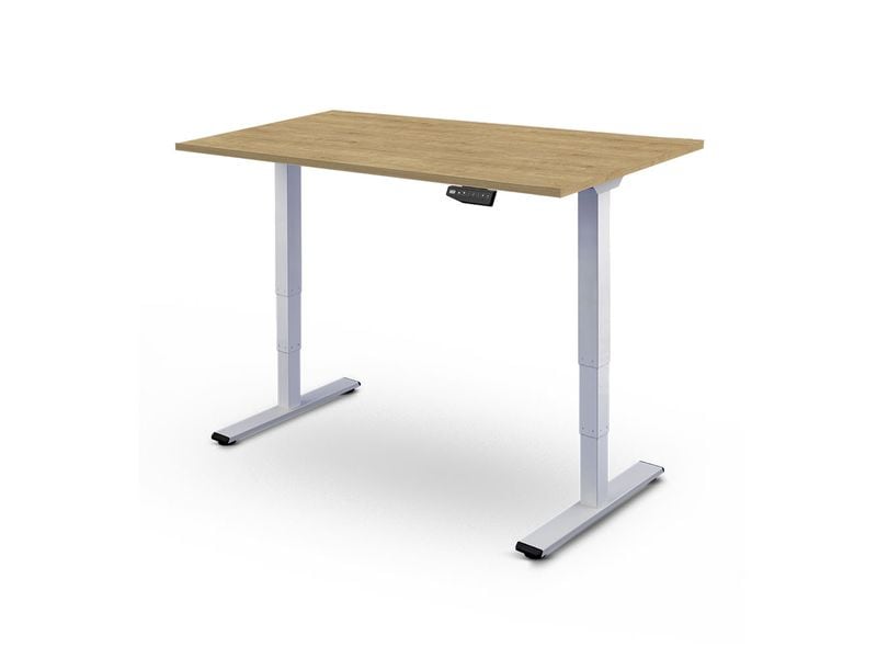 Contini höhenverstellbarer Bürotisch 1.8 x 0.8m, Eiche/Metall weiss