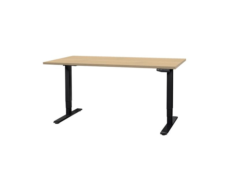 Contini höhenverstellbarer Bürotisch Ahorn/Stahl 160 x 80 cm schwarz