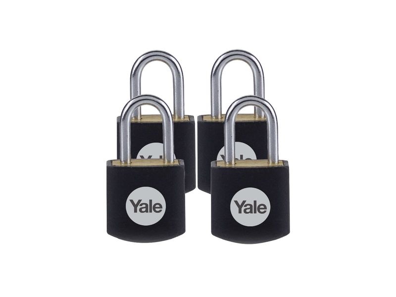 [2098986] Yale Vorhängeschloss Y110JB 15/11 4er-Set Schwarz Messing/Stahl