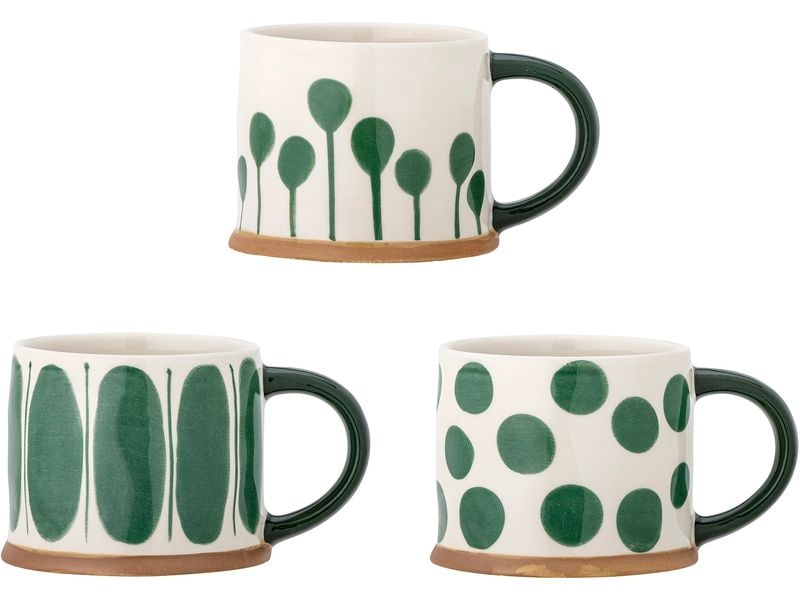 Bloomingville Universaltasse Linora 450 ml, 1 Stück, Grün/Weiss