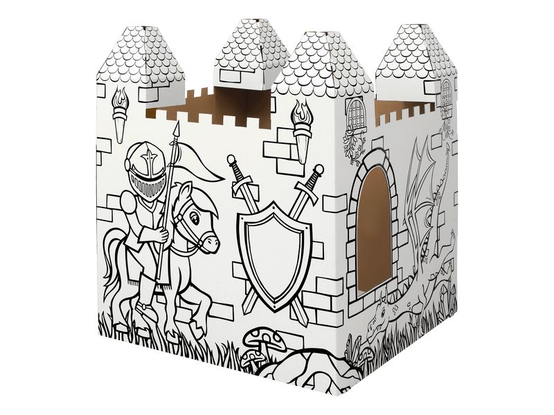 Fellowes Ausmal-Spielhaus Spielhaus XL Schloss aus Wellpappe