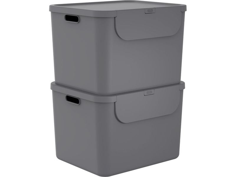 Rotho Recyclingbehälter ALBULA 2 tlg. 110 l, Anthrazit