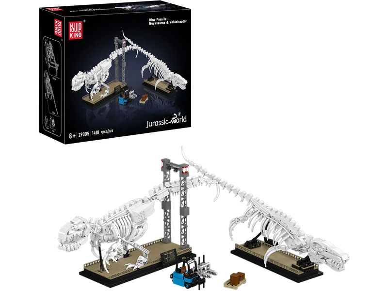 Mould King Mosasaurus und Velociraptor Dinosaurier-Fossilienskelette