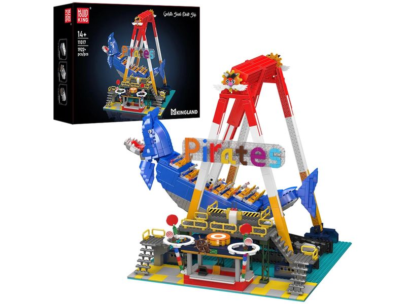 Mould King Shark Ship Ride Fahrgeschäft Elektroantrieb Blau