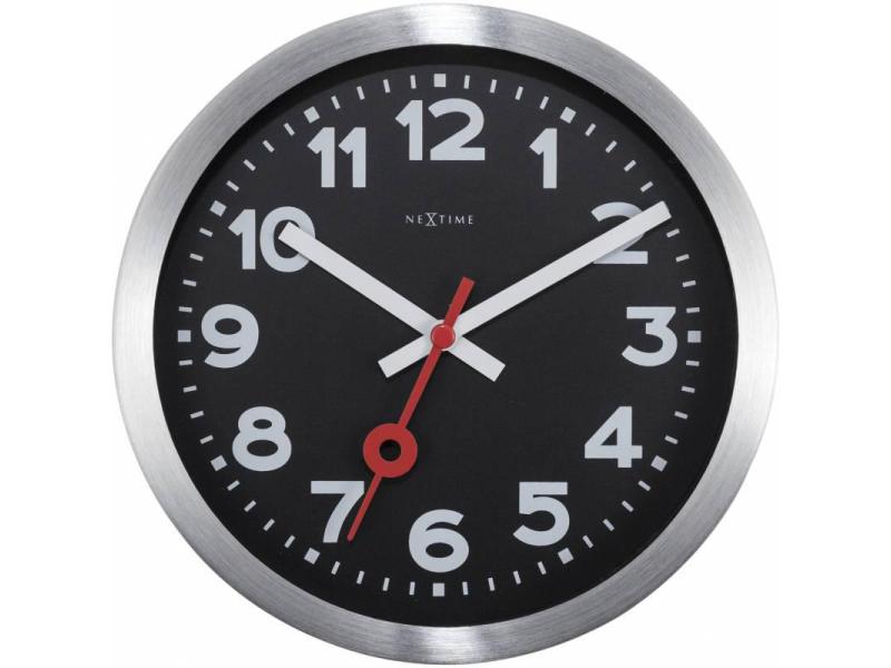 NeXtime Wanduhr Station Ø 35 cm Schwarz