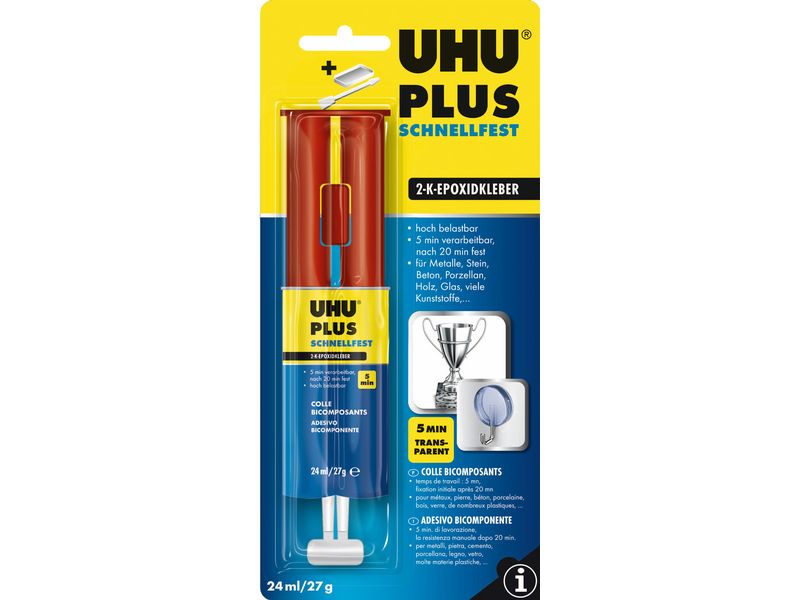 UHU PLUS schnellfest Doppelkammerspritze 27 ml, Transparent