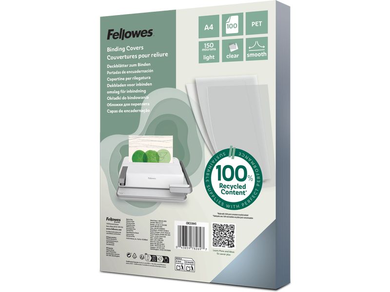 [2028235] Fellowes Einbanddeckel 150 g/m², 25 Stück, Transparent