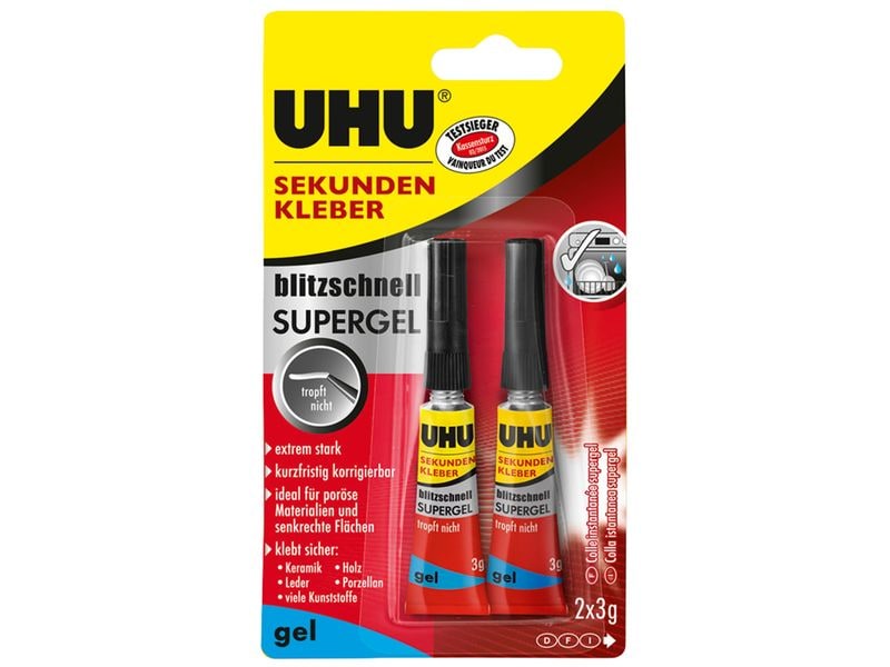 UHU Sekundenkleber blitzschschnell Gel 2 x 3 g