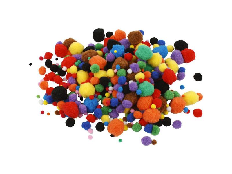 Creativ Company Pompon 5-40 mm 150 Stück, farbig assortiert