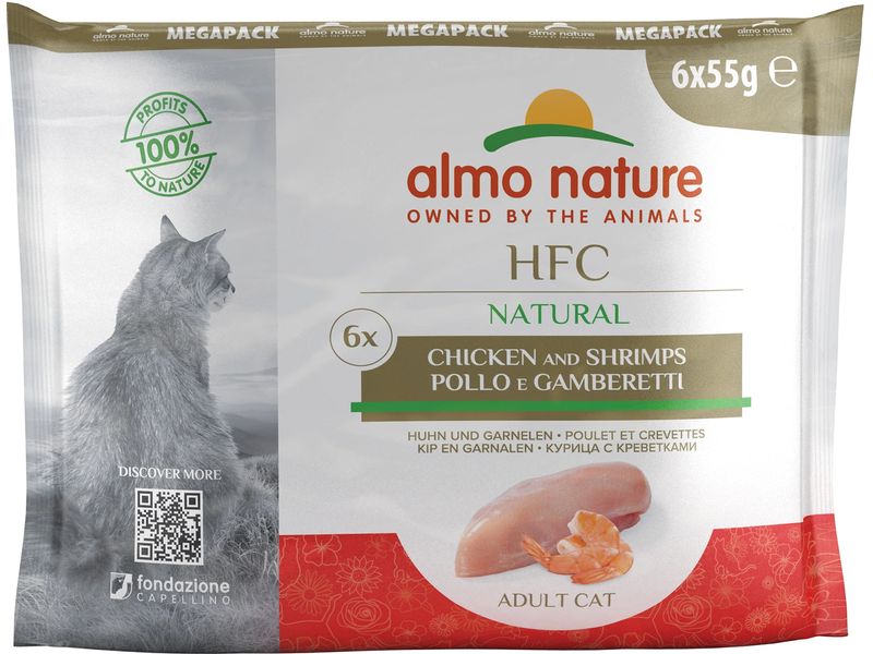Almo Nature HFC Natural Cat Mega Pack Huhn und Garnelen 6 x 55 g