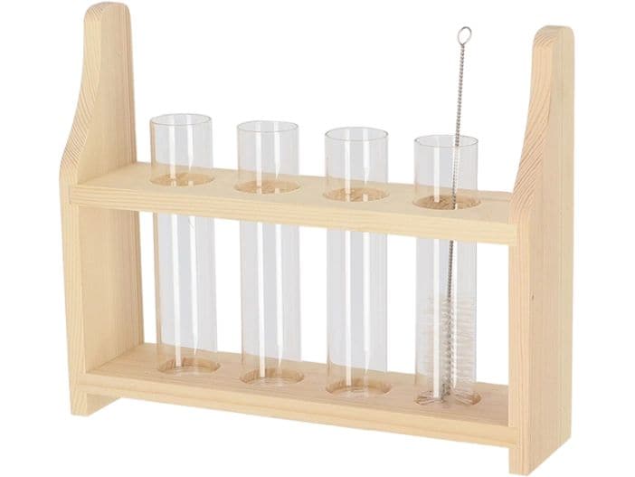 [2106560] Esschert Design Reagenzglasständer S Holz Glas Braun 24.3 x 6 x 20 cm