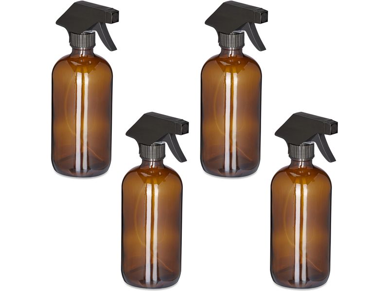 relaxdays Sprühflaschen 500 ml, Braun, 4 Stück