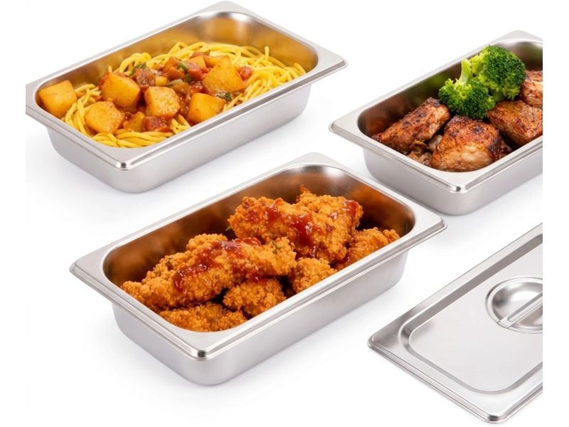 [2111482] relaxdays Gastronorm-Behälter 6.5 x 32.5 x 17.6 cm, Silber