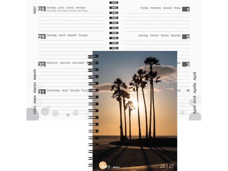 Biella Schulagenda mydiary Wire-O 2026/27 Palms, 14.5 x 20.5 cm