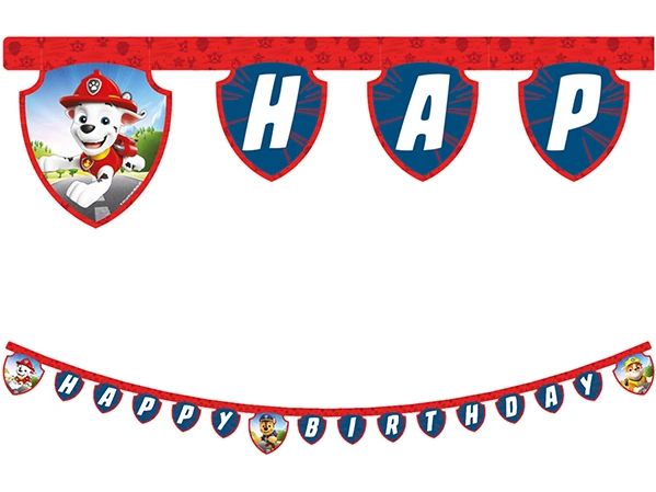 We fiesta Party Girlande Happy Birthday Paw Patrol 2 m, Mehrfarbig