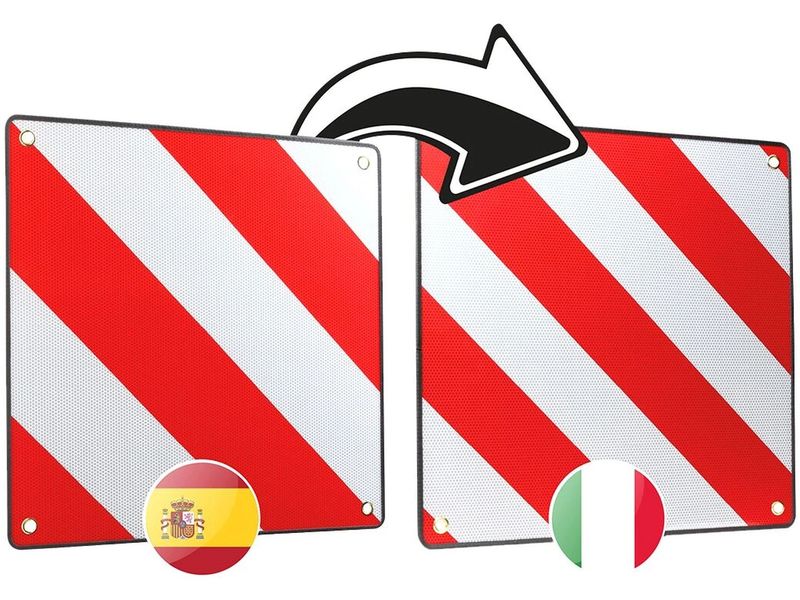 [2131022] CPC Überhang-Warntafel 2-in-1 Italien + Spanien, 50 × 50 cm
