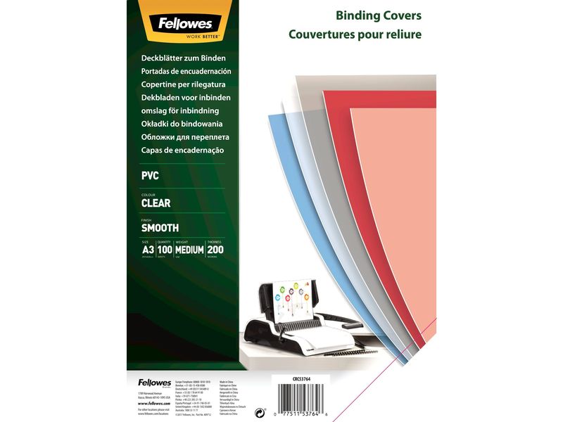 [2028233] Fellowes Einbanddeckel 200 g/m², 100 Stück, Transparent