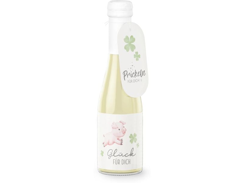 [2094629] Trendcompany Geschenkidee Schaumwein Schwein Glück 0.2 L