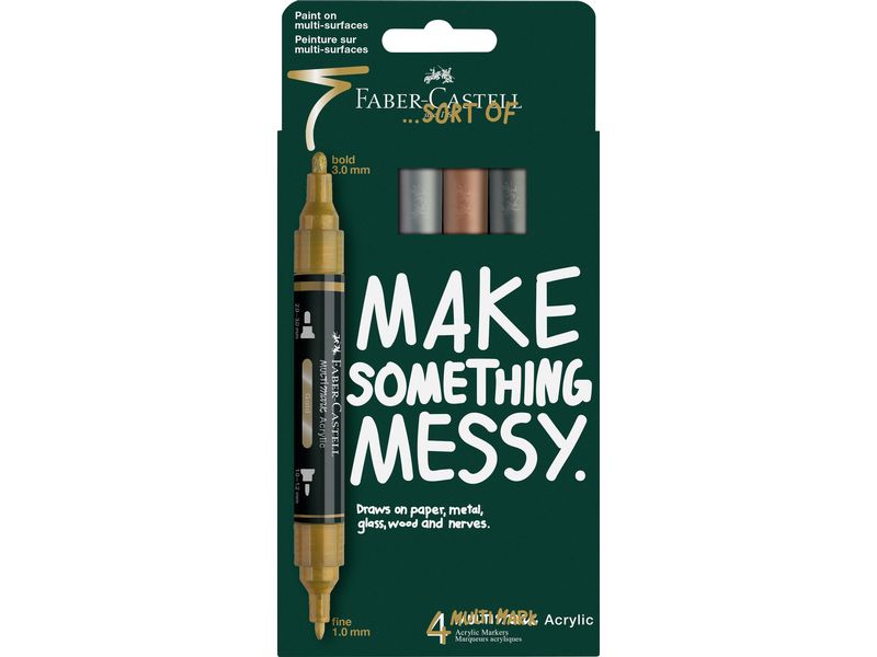 [2099633] Faber-Castell Acrylmarker Multimark Set Metallic, Doppelspitze, 4 Stück