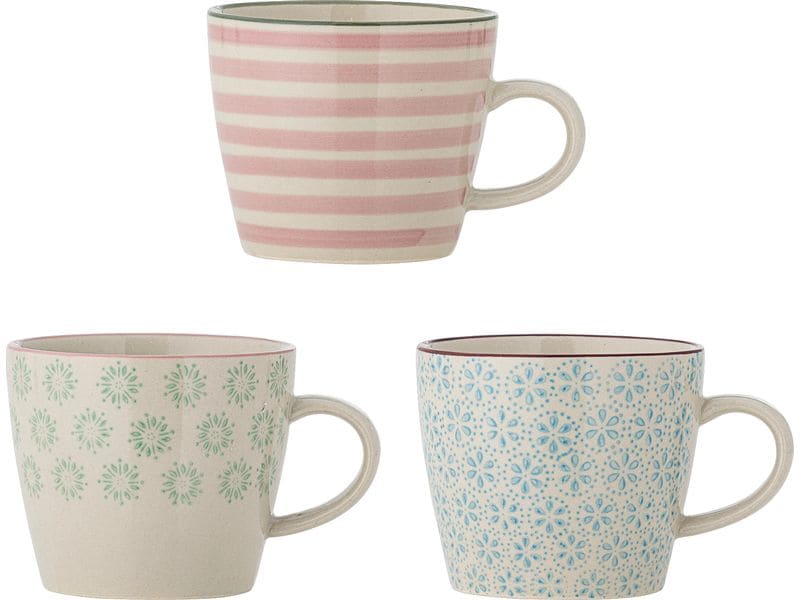 Bloomingville Kaffeetasse Patrizia 380 ml, 3 Stück, Mehrfarbig