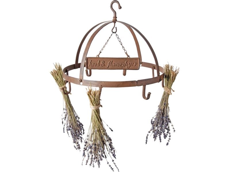 Esschert Design Kräutertrockner Gusseisen rund mit 8 Haken antik-rostbraun
