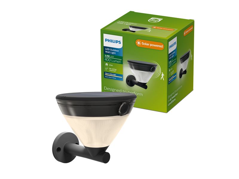 Philips Wandleuchte Solar Kyna, 3.8W, 2700 K, 400 lm, Schwarz